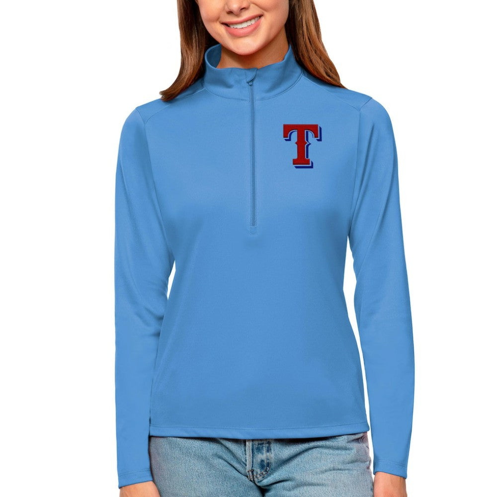 Texas Rangers Antigua Women's Tribute Quarter-Zip Pullover Top - MLB