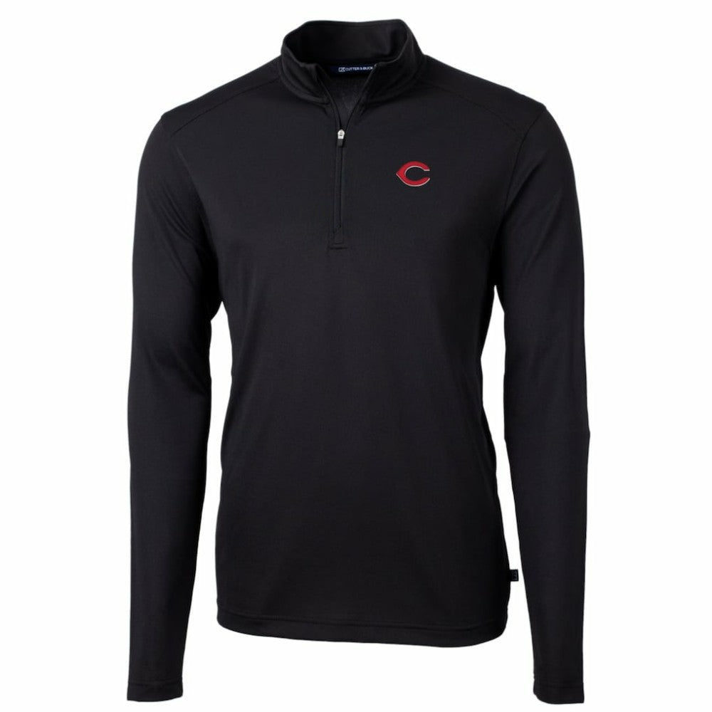 Cincinnati Reds Cutter & Buck Big & Tall Virtue Eco Pique Quarter-Zip Pullover Jacket - MLB