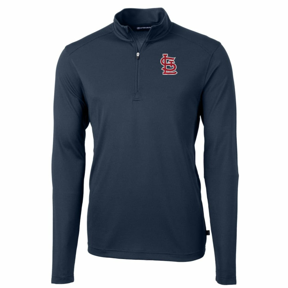 St. Louis Cardinals Cutter & Buck Big & Tall Virtue Eco Pique Quarter-Zip Pullover Jacket - MLB