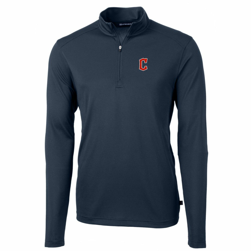 Cleveland Guardians Cutter & Buck Big & Tall Virtue Eco Pique Quarter-Zip Pullover Jacket - MLB
