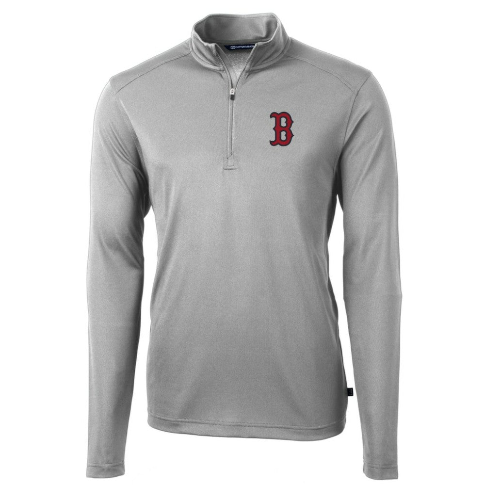 Boston Red Sox Cutter & Buck Big & Tall Virtue Eco Pique Quarter-Zip Pullover Jacket - MLB