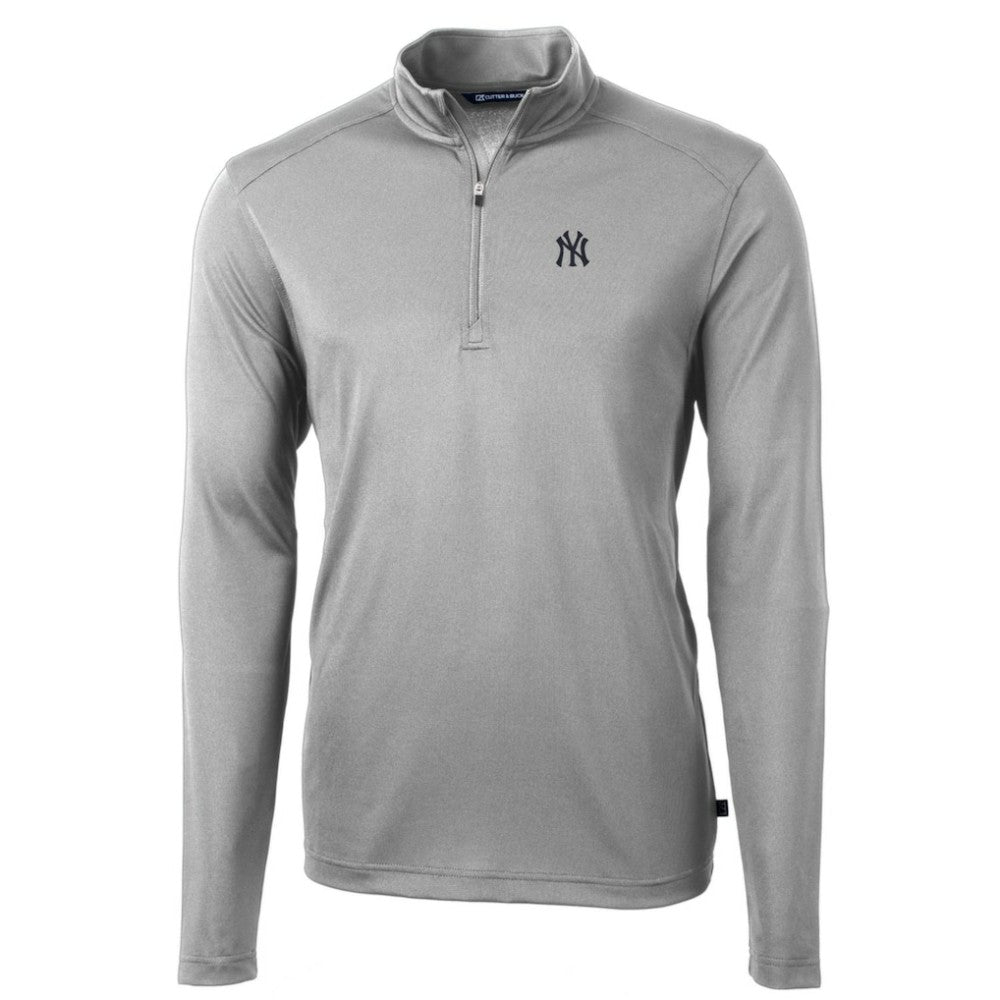New York Yankees Cutter & Buck Big & Tall Virtue Eco Pique Quarter-Zip Pullover Jacket - MLB