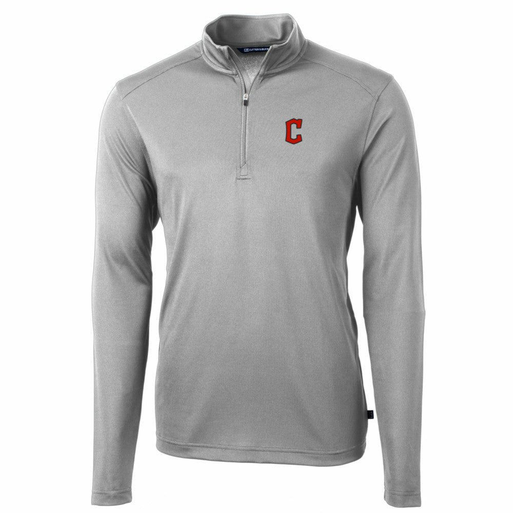Cleveland Guardians Cutter & Buck Big & Tall Virtue Eco Pique Quarter-Zip Pullover Jacket - MLB