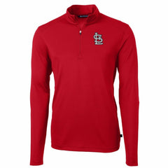 St. Louis Cardinals Cutter & Buck Big & Tall Virtue Eco Pique Quarter-Zip Pullover Jacket - MLB