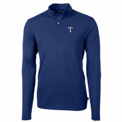 Texas Rangers Cutter & Buck Big & Tall Virtue Eco Pique Quarter-Zip Pullover Jacket - MLB