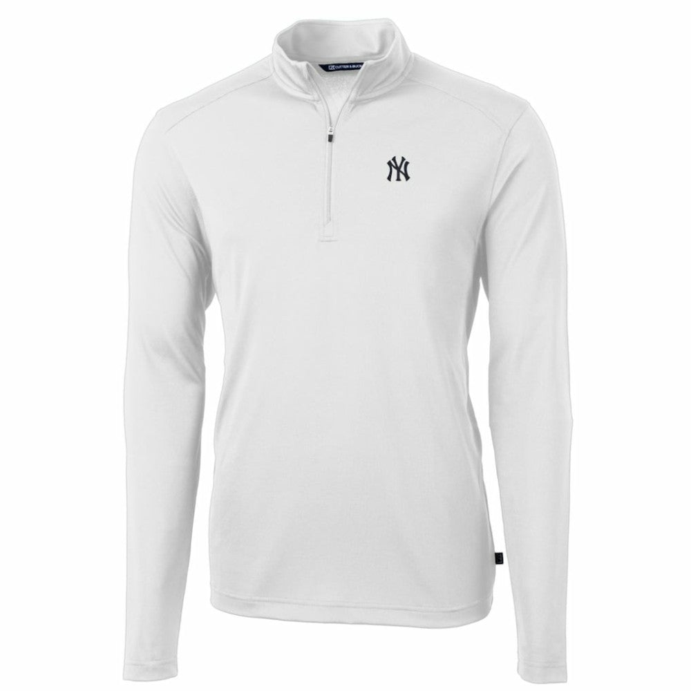 New York Yankees Cutter & Buck Big & Tall Virtue Eco Pique Quarter-Zip Pullover Jacket - MLB
