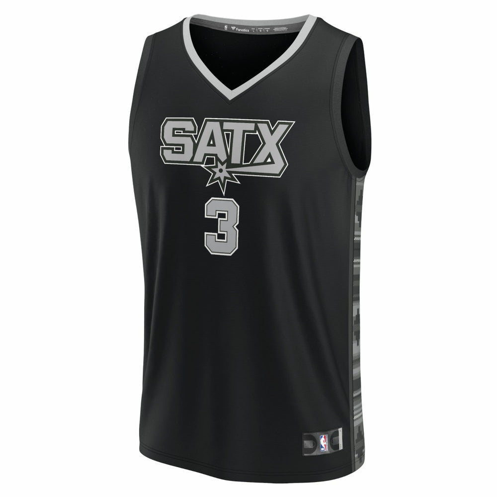Keldon Johnson San Antonio Spurs Fast Break Replica Player Jersey Statement Edition Black - NBA
