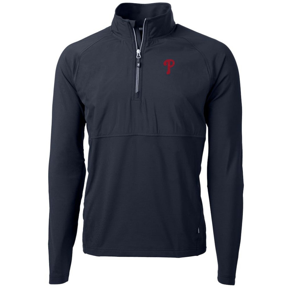 Philadelphia Phillies Cutter & Buck Adapt Eco Knit Hybrid Recycled Quarter-Zip Pullover Jacket - MLB