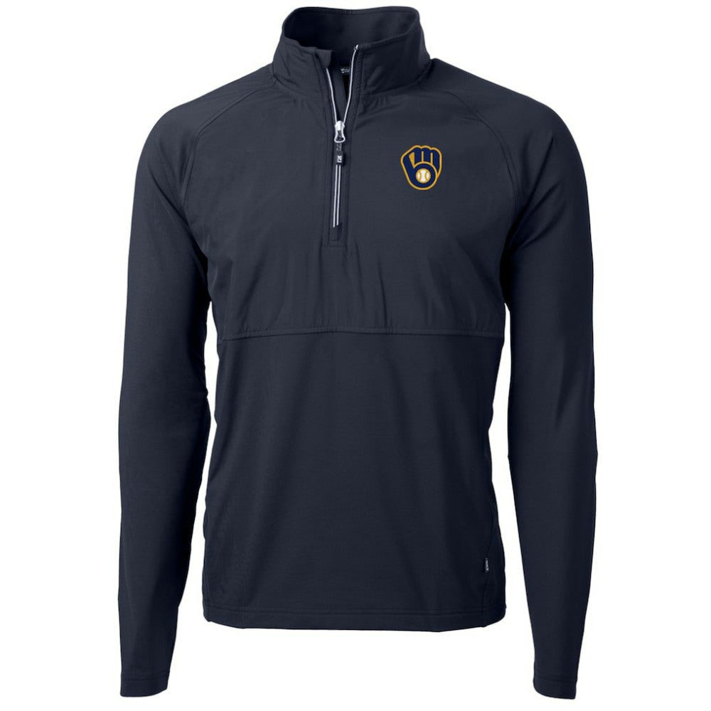 Milwaukee Brewers Cutter & Buck Adapt Eco Knit Hybrid Recycled Quarter-Zip Pullover Jacket - MLB