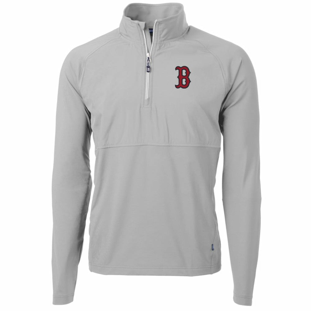 Boston Red Sox Cutter & Buck Adapt Eco Knit Hybrid Recycled Quarter-Zip Pullover Jacket - MLB