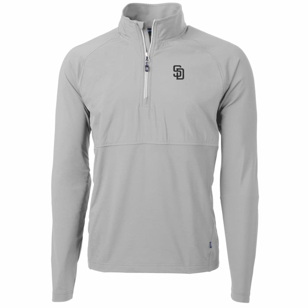 San Diego Padres Cutter & Buck Adapt Eco Knit Hybrid Recycled Quarter-Zip Pullover Jacket - MLB