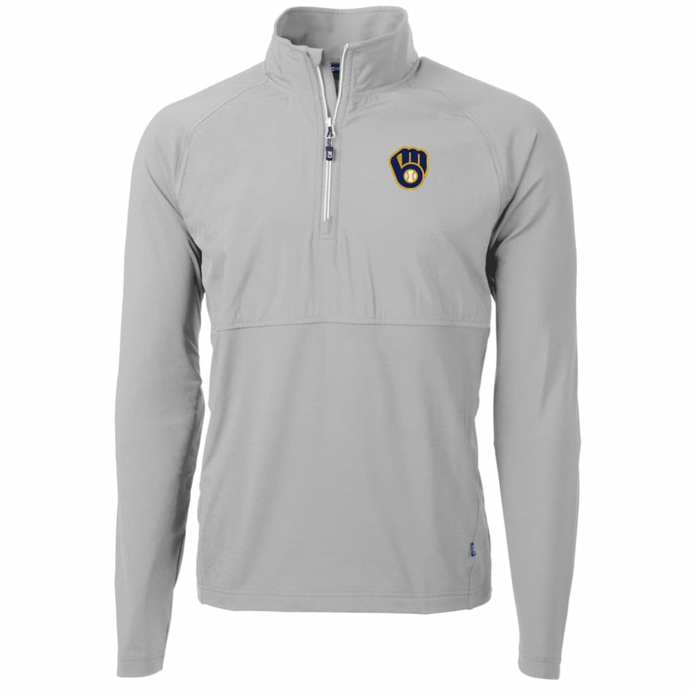 Milwaukee Brewers Cutter & Buck Adapt Eco Knit Hybrid Recycled Quarter-Zip Pullover Jacket - MLB