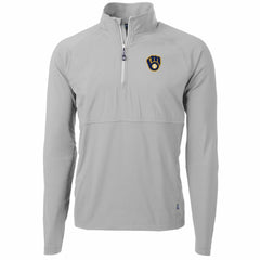 Milwaukee Brewers Cutter & Buck Adapt Eco Knit Hybrid Recycled Quarter-Zip Pullover Jacket - MLB
