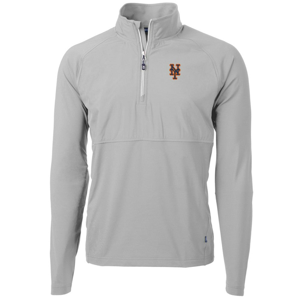 New York Mets Cutter & Buck Adapt Eco Knit Hybrid Recycled Quarter-Zip Pullover Jacket - MLB