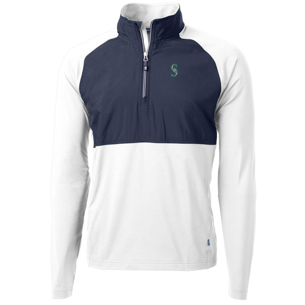 Seattle Mariners Cutter & Buck Adapt Eco Knit Hybrid Recycled Quarter-Zip Pullover Jacket - MLB