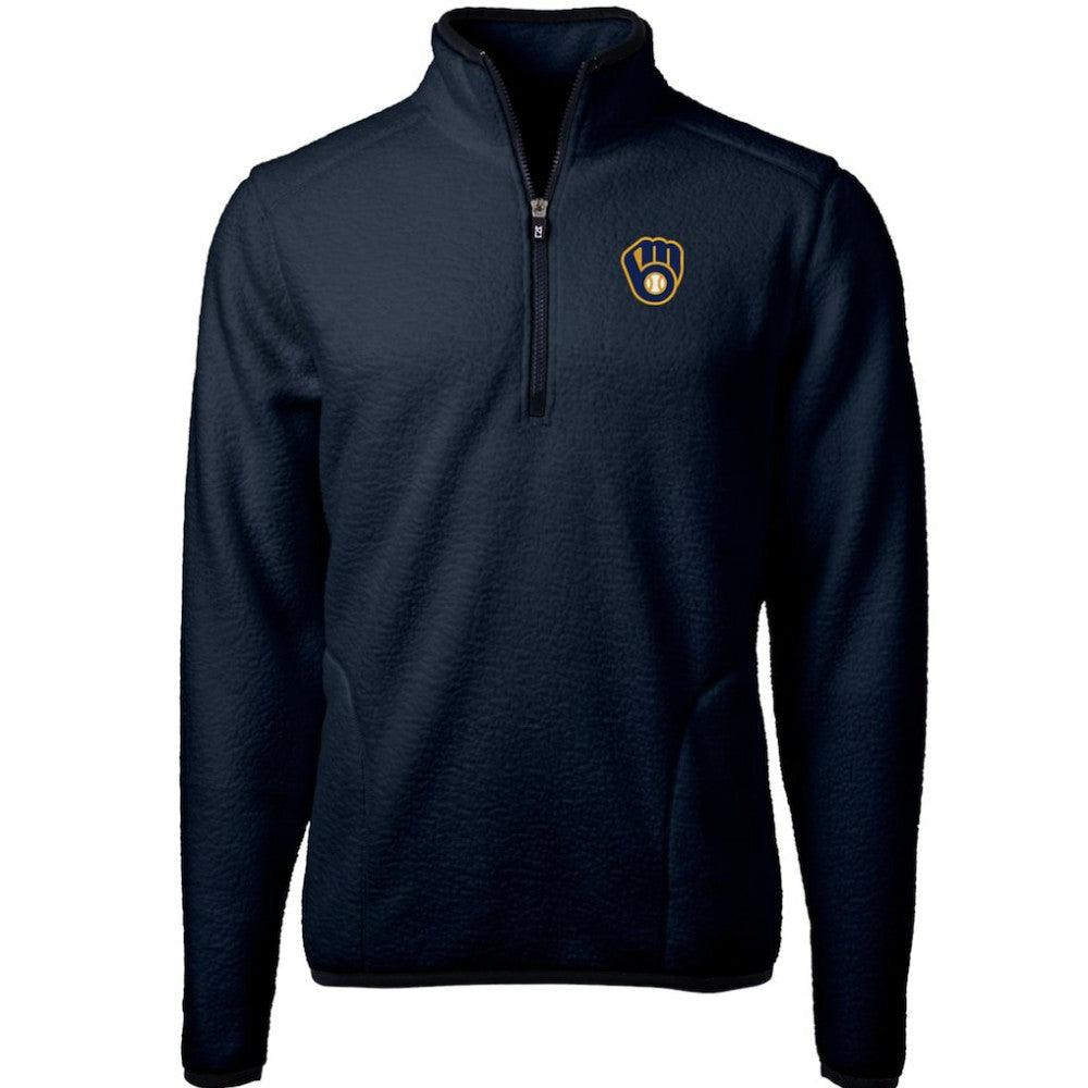 Milwaukee Brewers Cutter & Buck Cascade Eco Sherpa Fleece Quarter-Zip Pullover Jacket - MLB