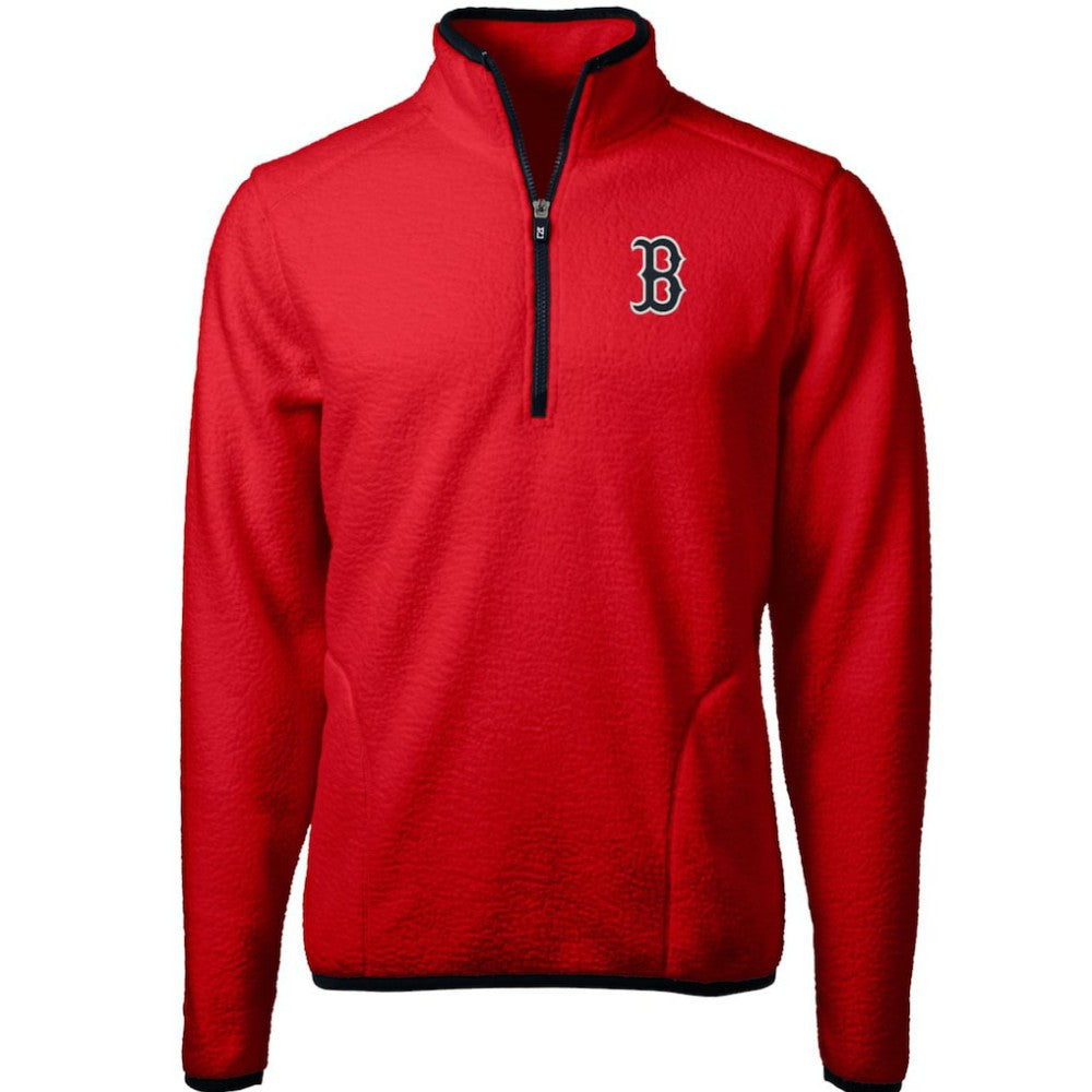 Boston Red Sox Cutter & Buck Cascade Eco Sherpa Fleece Quarter-Zip Pullover Jacket - MLB