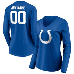 Indianapolis Colts Women's Team Authentic Personalized Name & Number Long Sleeve V-Neck T-Shirt Royal | NFL