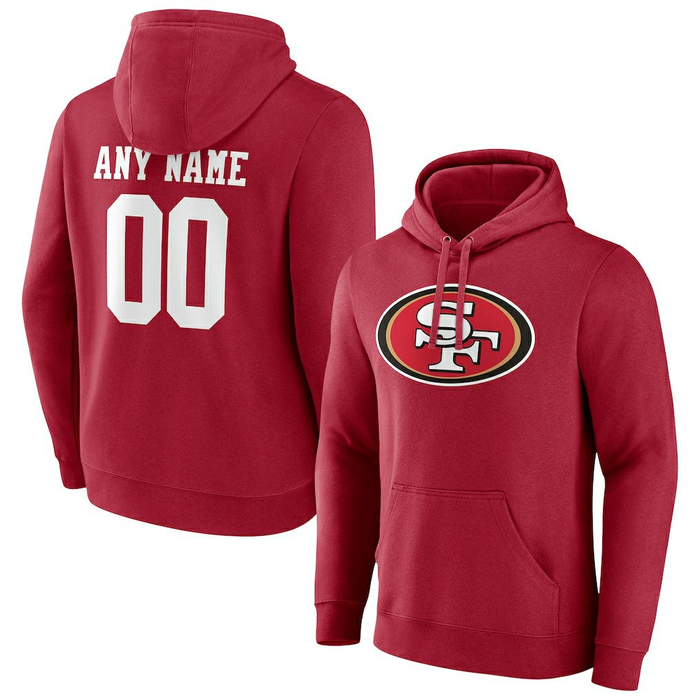 San Francisco 49ers Team Authentic Personalized Name & Number Pullover Hoodie Scarlet | NFL
