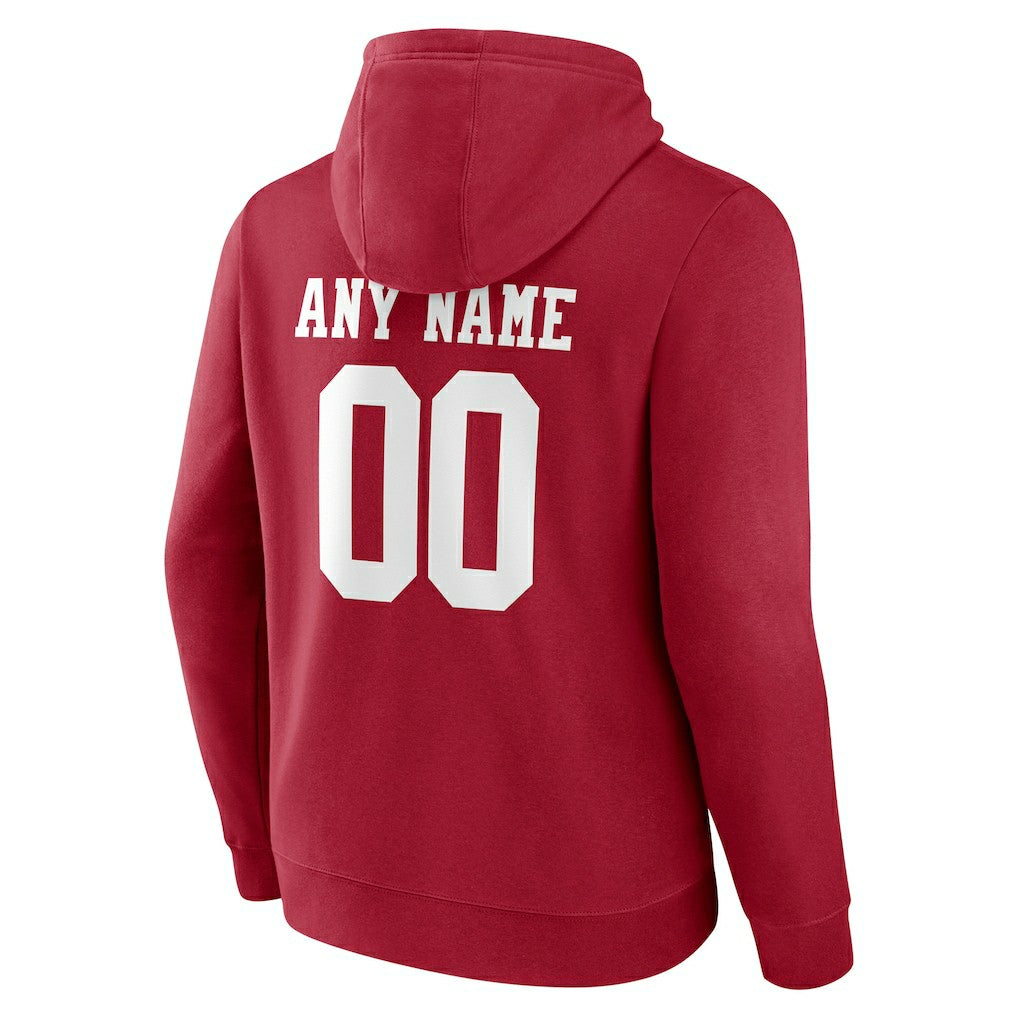 San Francisco 49ers Team Authentic Personalized Name & Number Pullover Hoodie Scarlet | NFL