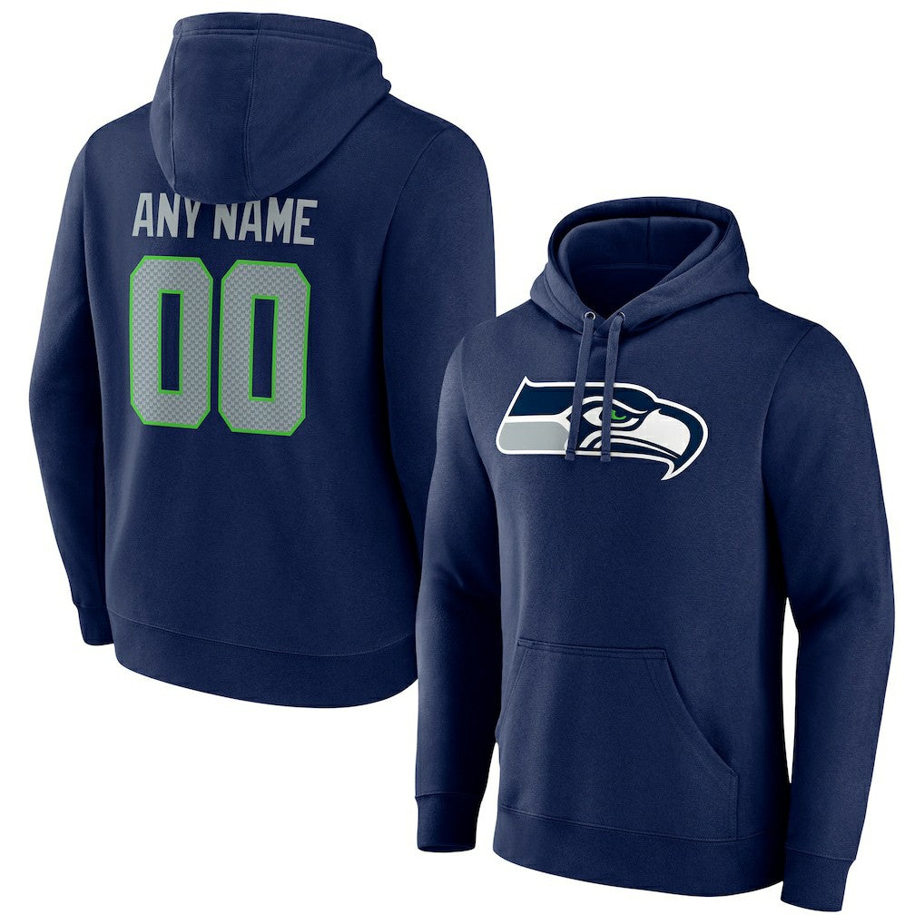 Seattle Seahawks Team Authentic Personalized Name & Number Pullover Hoodie College Navy | NFL