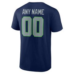 Seattle Seahawks Team Authentic Personalized Name & Number T-Shirt College Navy | NFL