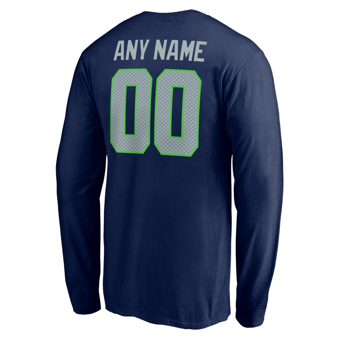 Seattle Seahawks Team Authentic Personalized Name & Number Long Sleeve T-Shirt College Navy | NFL