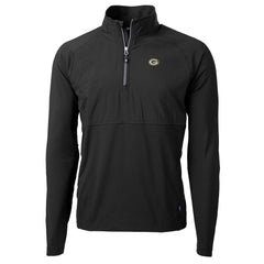 Green Bay Packers Cutter & Buck Adapt Eco Knit Hybrid Recycled Quarter-Zip Raglan Jacket Black | NFL