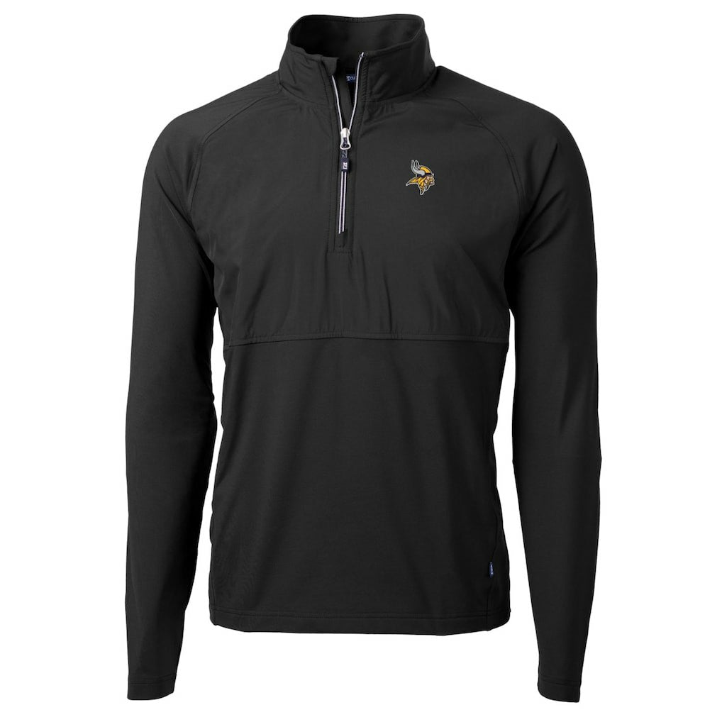 Minnesota Vikings Cutter & Buck Adapt Eco Knit Hybrid Recycled Quarter-Zip Raglan Jacket Black | NFL