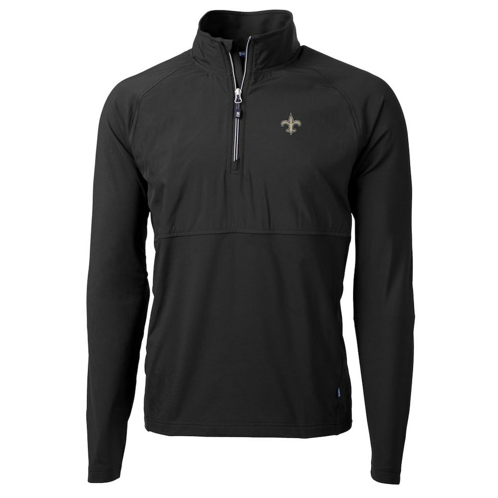 New Orleans Saints Cutter & Buck Adapt Eco Knit Hybrid Recycled Quarter-Zip Raglan Jacket Black | NFL