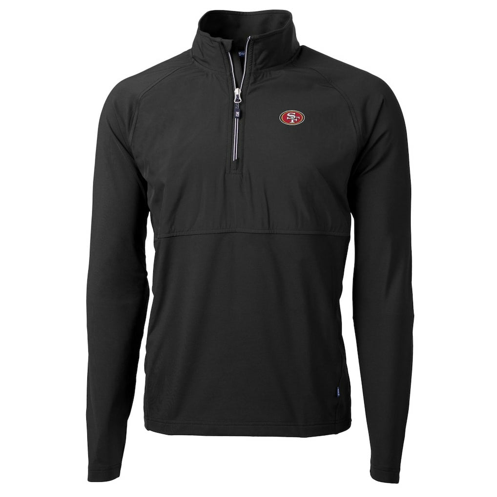 San Francisco 49ers Cutter & Buck Adapt Eco Knit Hybrid Recycled Quarter-Zip Raglan Jacket Black | NFL