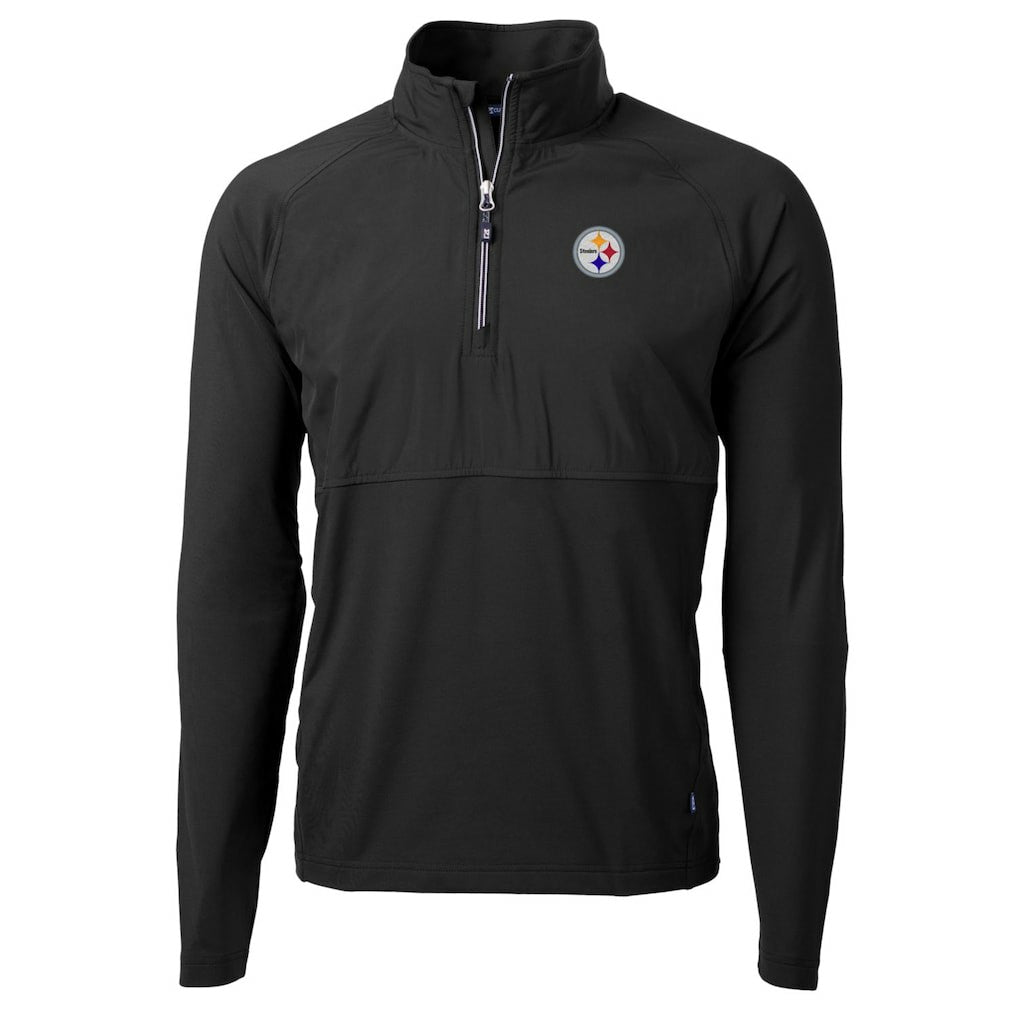 Pittsburgh Steelers Cutter & Buck Adapt Eco Knit Hybrid Recycled Quarter-Zip Raglan Jacket Black | NFL