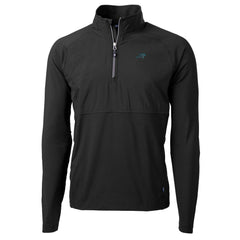 Carolina Panthers Cutter & Buck Adapt Eco Knit Hybrid Recycled Quarter-Zip Raglan Jacket Black | NFL