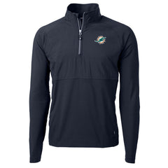 Miami Dolphins Cutter & Buck Adapt Eco Knit Hybrid Recycled Quarter-Zip Raglan Jacket Navy | NFL