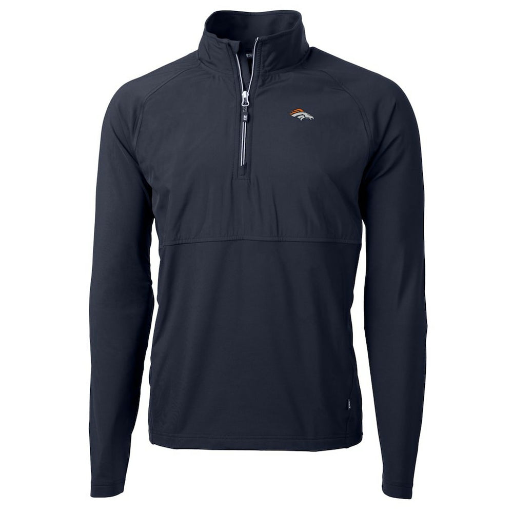 Denver Broncos Cutter & Buck Adapt Eco Knit Hybrid Recycled Quarter-Zip Raglan Jacket Navy | NFL