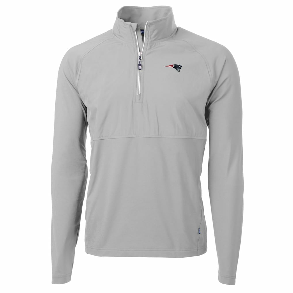 New England Patriots Cutter & Buck Adapt Eco Knit Hybrid Recycled Quarter-Zip Raglan Jacket Gray | NFL