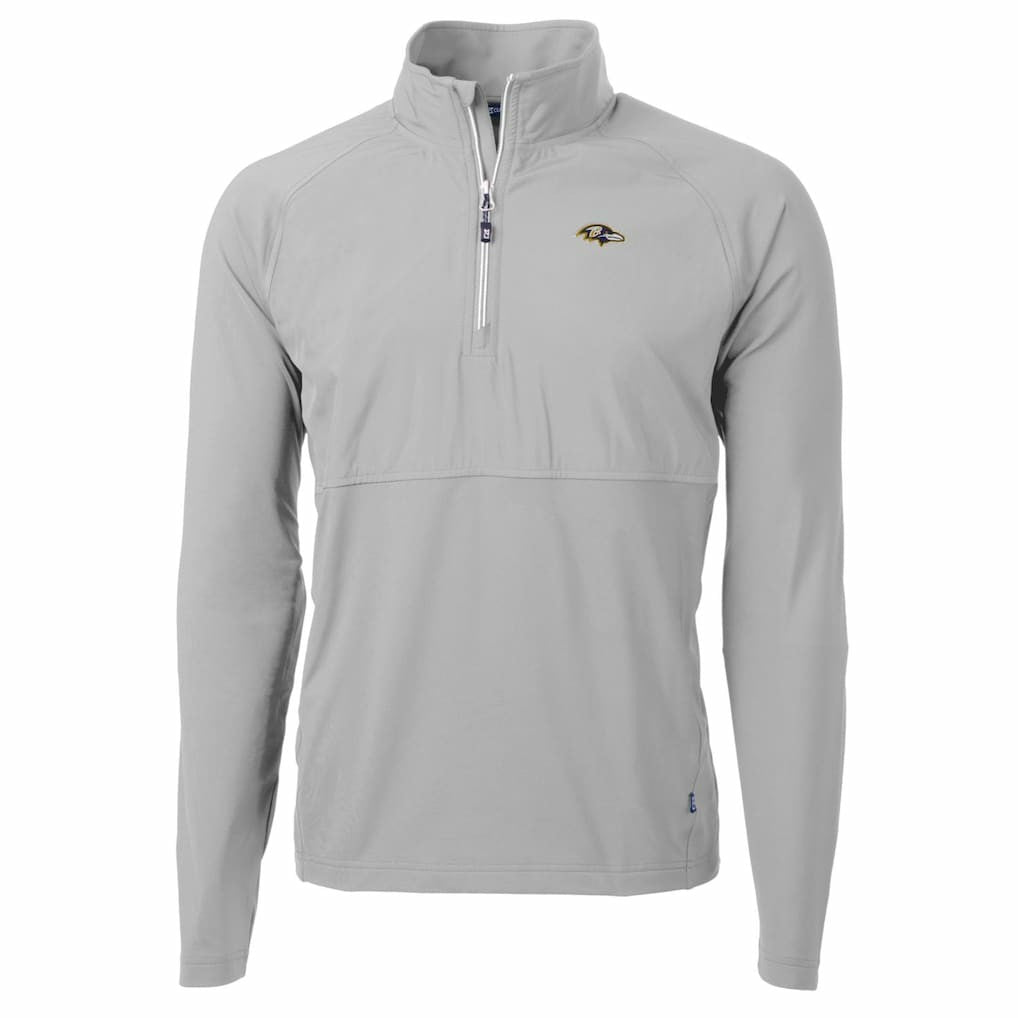 Baltimore Ravens Cutter & Buck Adapt Eco Knit Hybrid Recycled Quarter-Zip Raglan Jacket Gray | NFL