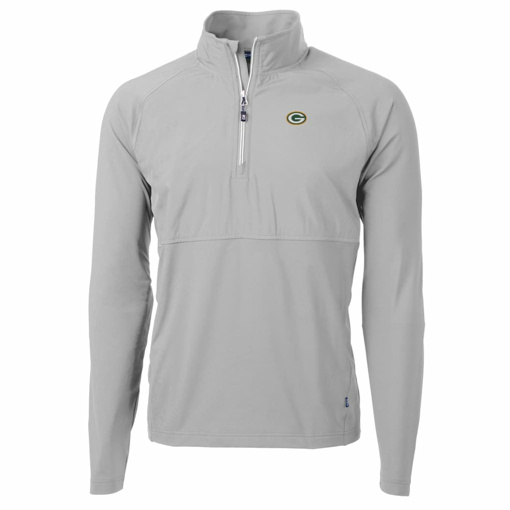 Green Bay Packers Cutter & Buck Adapt Eco Knit Hybrid Recycled Quarter-Zip Raglan Jacket Gray | NFL