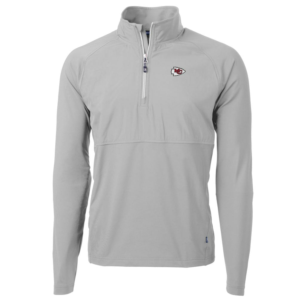 Kansas City Chiefs Cutter & Buck Adapt Eco Knit Hybrid Recycled Quarter-Zip Raglan Jacket Gray | NFL