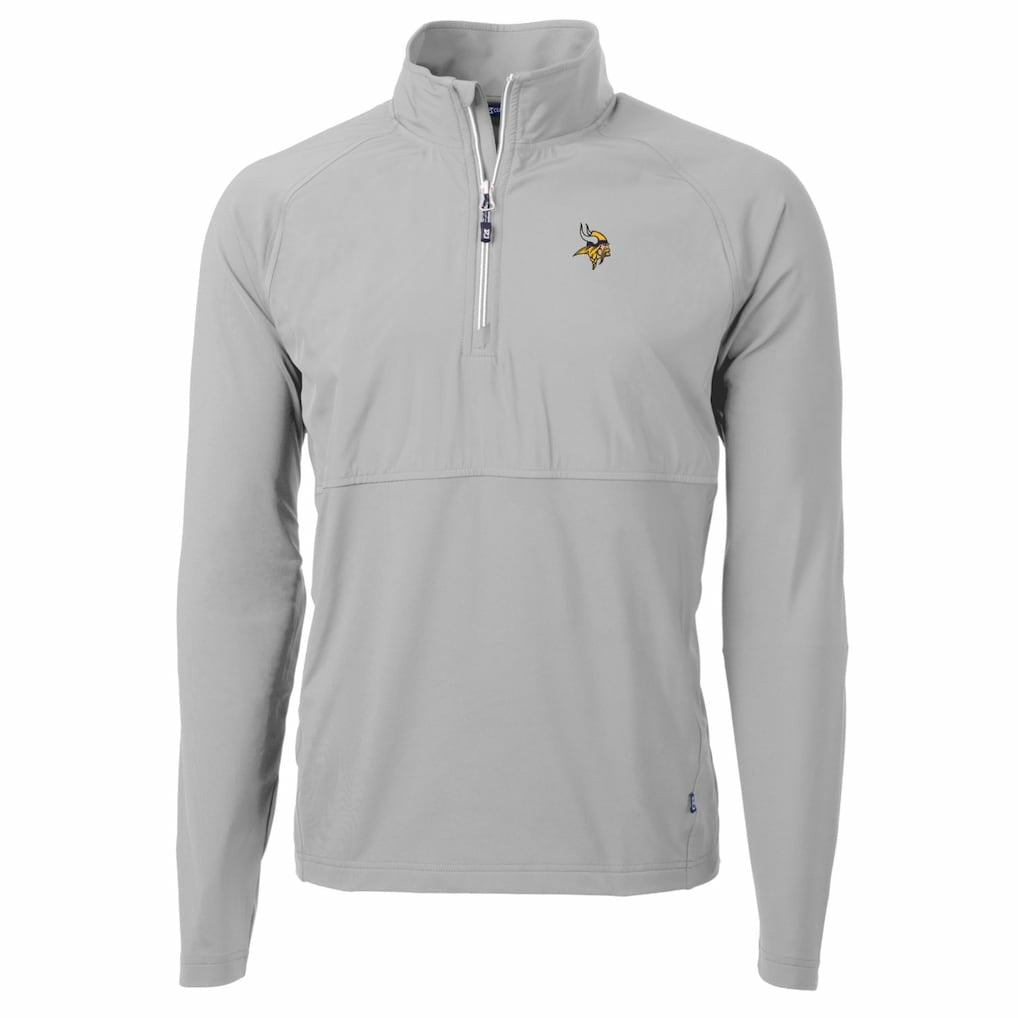 Minnesota Vikings Cutter & Buck Adapt Eco Knit Hybrid Recycled Quarter-Zip Raglan Jacket Gray | NFL