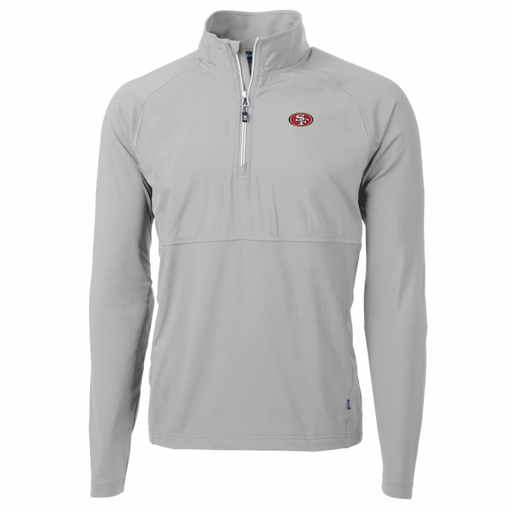 San Francisco 49ers Cutter & Buck Adapt Eco Knit Hybrid Recycled Quarter-Zip Raglan Jacket Gray | NFL
