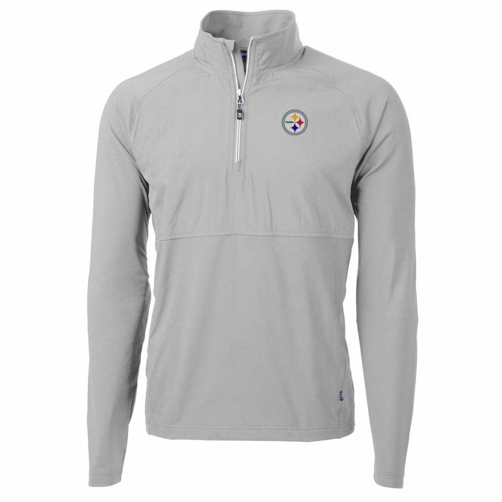 Pittsburgh Steelers Cutter & Buck Adapt Eco Knit Hybrid Recycled Quarter-Zip Raglan Jacket Gray | NFL
