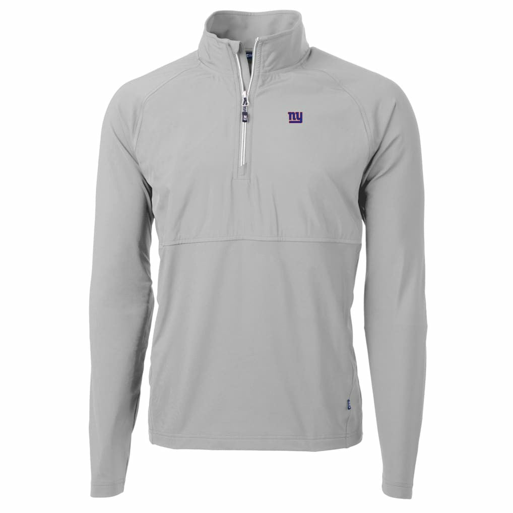 New York Giants Cutter & Buck Adapt Eco Knit Hybrid Recycled Quarter-Zip Raglan Jacket Gray | NFL