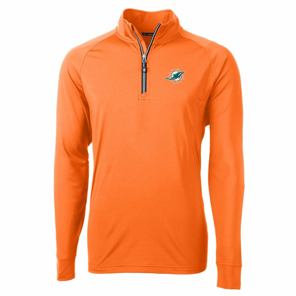 Miami Dolphins Cutter & Buck Adapt Eco Knit Stretch Recycled Quarter-Zip Jacket Orange | NFL