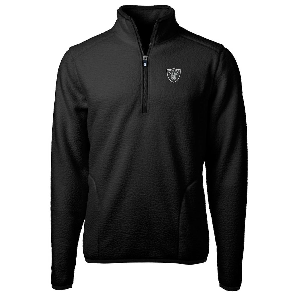 Las Vegas Raiders Cutter & Buck Cascade Eco Sherpa Fleece Quarter-Zip Pullover Jacket Black | NFL