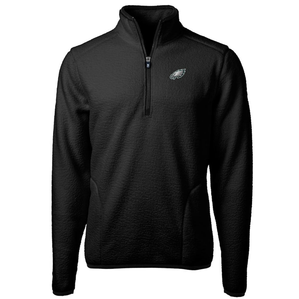 Philadelphia Eagles Cutter & Buck Cascade Eco Sherpa Fleece Quarter-Zip Pullover Jacket Black | NFL