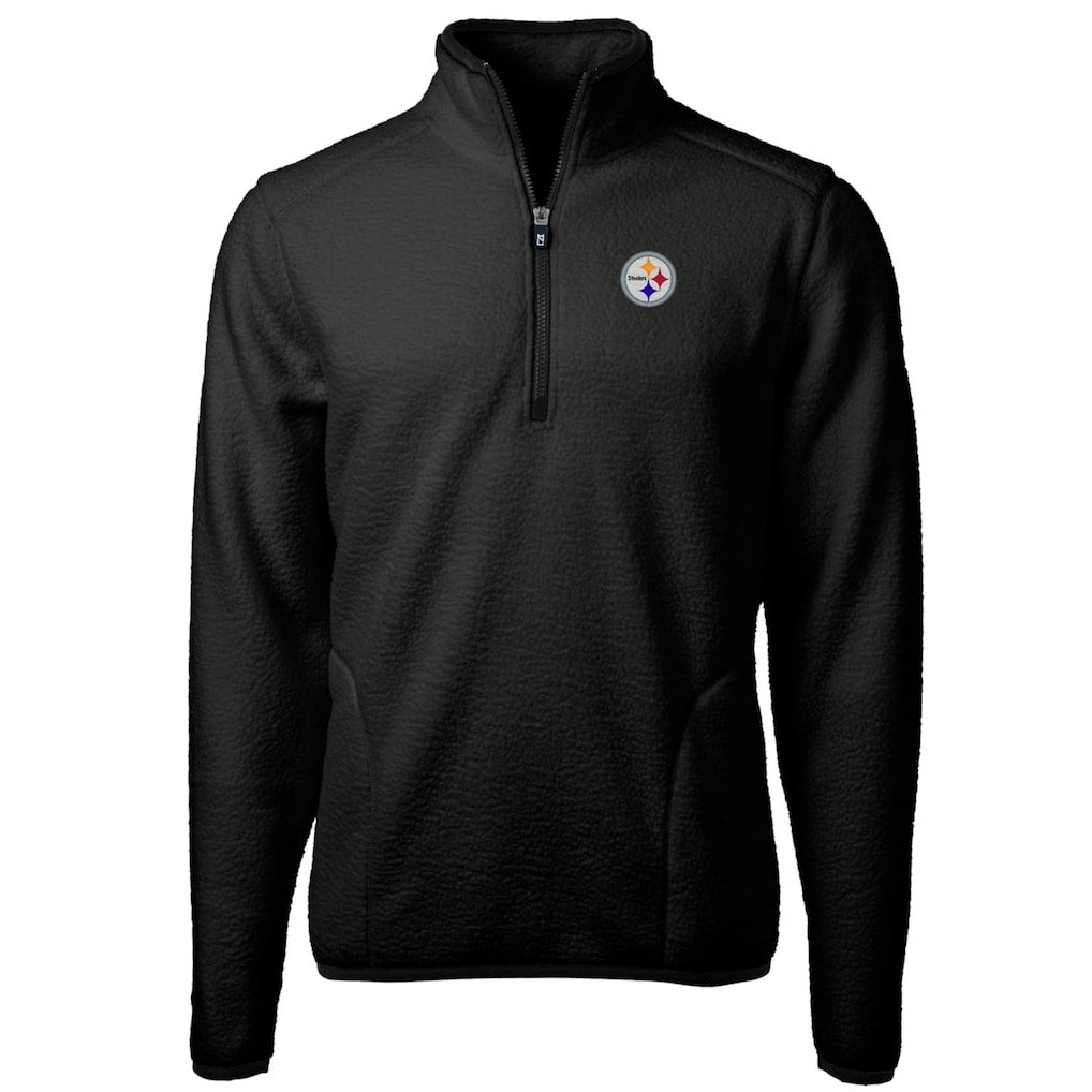 Pittsburgh Steelers Cutter & Buck Cascade Eco Sherpa Fleece Quarter-Zip Pullover Jacket Black | NFL