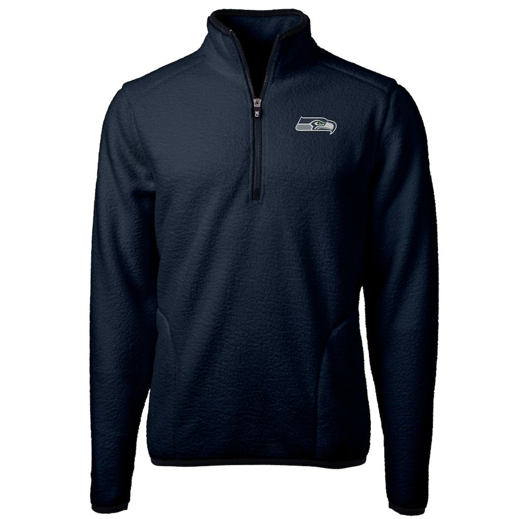 Seattle Seahawks Cutter & Buck Cascade Eco Sherpa Fleece Quarter-Zip Pullover Jacket College Navy | NFL
