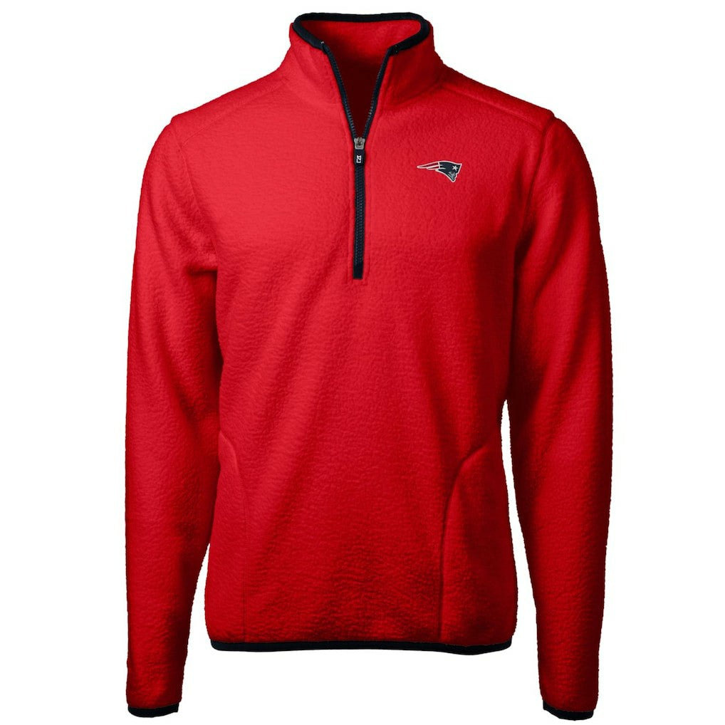 New England Patriots Cutter & Buck Cascade Eco Sherpa Fleece Quarter-Zip Pullover Jacket Red | NFL