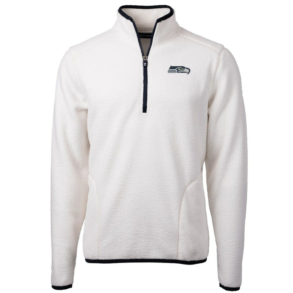 Seattle Seahawks Cutter & Buck Cascade Eco Sherpa Fleece Quarter-Zip Pullover Jacket White | NFL